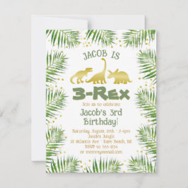 3 Rex Dinosaur Tropische Vegetation Junge 3. Gebur Einladung