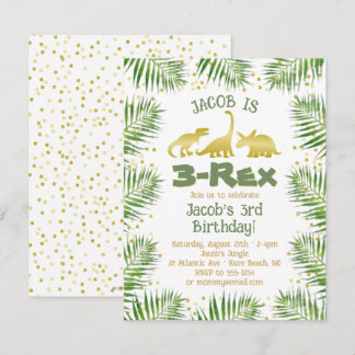 3 Rex Dinosaur Tropische Vegetation Junge 3. Gebur Einladung