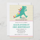 3 rex Einladungen Mädchen 3 Jahre alt drittes Dino (Vorderseite)