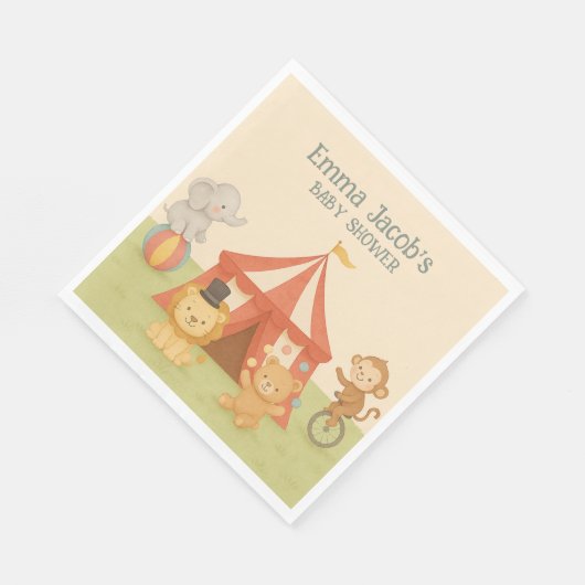 3 Ring Circus Baby Shower Serviette (Ecke)