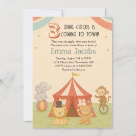 3 Ring Circus Triplet Baby Shower Invitation Einladung