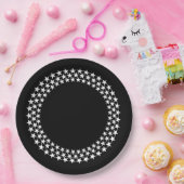 3 Rings Stars Black Paper Plate Pappteller (Party)
