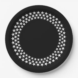 3 Rings Stars Black Paper Plate Pappteller