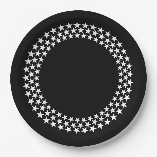3 Rings Stars Black Paper Plate Pappteller (Vorderseite)