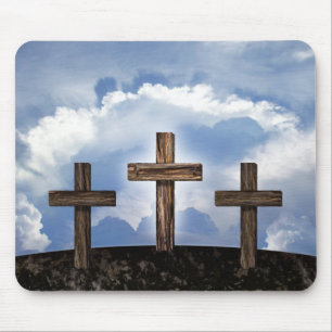 3 robuste Kreuze mit Himmel Mousepad