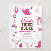 3. Rodeo Hot Pink Western 3. Geburtstag Einladung (Vorderseite)