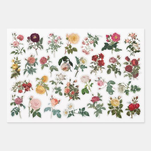 3 Romantische Rose Collage Ephemera Sheets Geschenkpapier Set (Vorderseite 2)