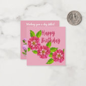 3 Rosa Blume Geburtstag wünscht Note Card Mitteilungskarte (Vorderseite/Rückseite Beispiel)