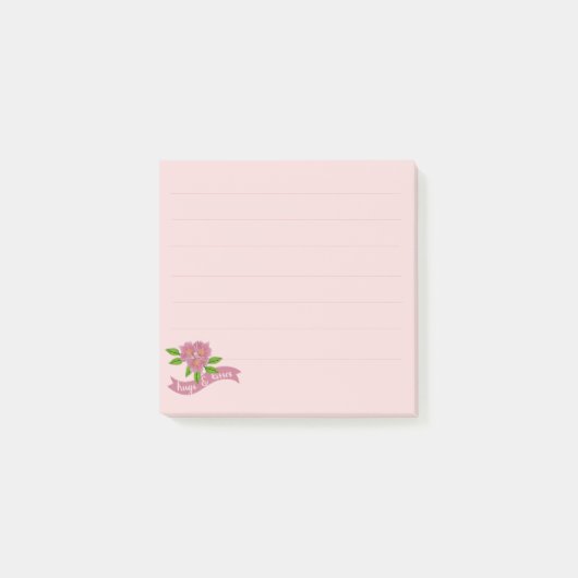 3 rosa Blumen Post-it-Notizen Post-it Klebezettel (Vorderseite)