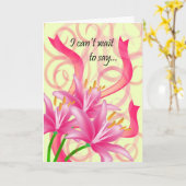 3 Rosa Lilien mit Ribbons und Wirbel Karte (Gelbe Blume)