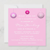 3 Rosa Schneeflocken-Blume-Ornamente Einladung (Rückseite)