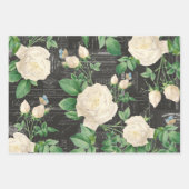 3 Rose Holzkohlekollektion Ephemera Sheets Geschenkpapier Set (Vorderseite)