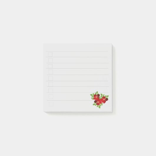 3 rote Blumen Post-it Notizen (Vorderseite)