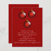 3 Rote Ornamente Einladung (Vorne/Hinten)