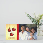 3 Rote Ornamente Feiertagskarte (Stehend Vorderseite)