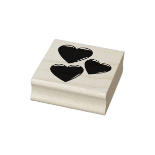 3 Rotes Herz geformt, Liebe Herz, Gummihaut Briefm Gummistempel
