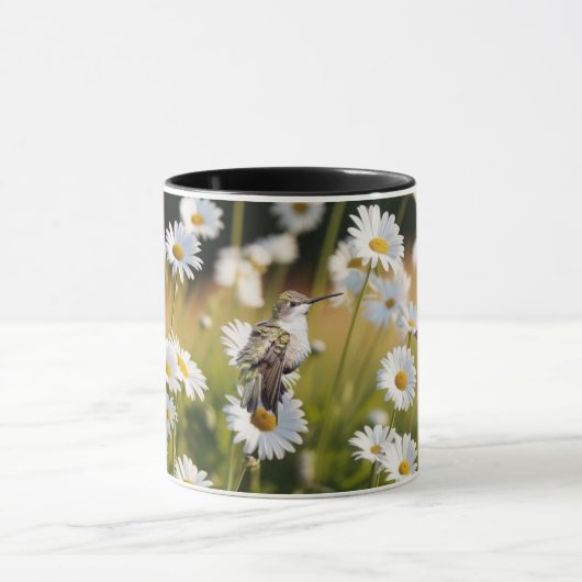 3 Ruby-Throated Hummingbirds "In Field of Daisys" Tasse (Zentrum)
