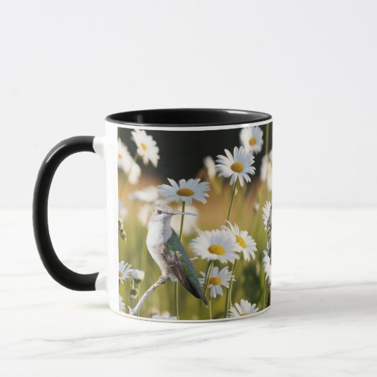 3 Ruby-Throated Hummingbirds "In Field of Daisys" Tasse (Links)