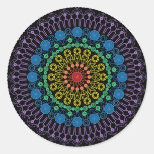 3" runder Aufkleber mit Tag-Fahrrad-Mandala
