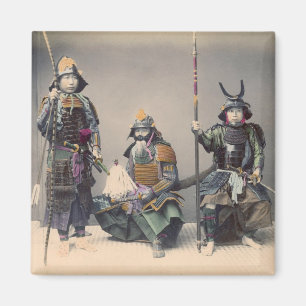 3 Samurai in Armor Vintag Foto Magnet