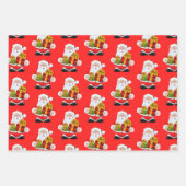 3 Santa Claus Red Green Hintergrund Hübsches Gesch Geschenkpapier Set (Vorderseite 2)