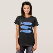 3 Sardinen-Fischillustration in Hellblau T-Shirt (Vorne ganz)