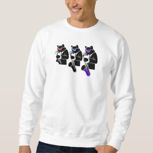 3 Saxophon-Katzen Sweatshirt (Vorderseite)