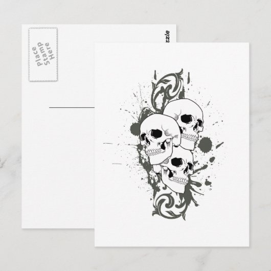 3 Schädel Postkarte (Vorne/Hinten)