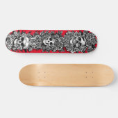 3 Schädelgegenstände mit Rose Goth Punk Zeichnunge Skateboard (Horizontal)