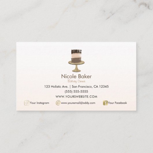 3 Schicht Kuchen Moderne rustikale Hochzeitstorte Visitenkarte (Rückseite)