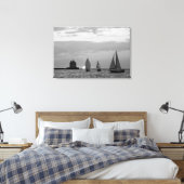 3 Schiffe bei Sunset Black&White Wrapped Canvas Pr Leinwanddruck (Insitu (Schlafzimmer))
