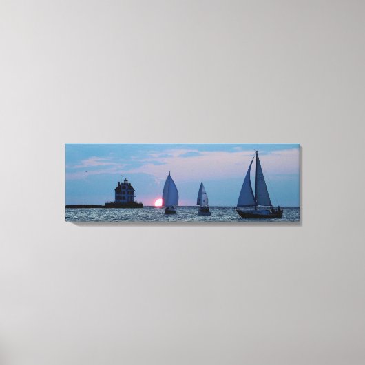 3 Schiffe bei Sunset Wrapped Canvas Print 36 x 12 Leinwanddruck (Vorderseite)