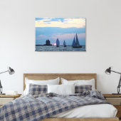 3 Schiffe bei Sunset Wrapped Canvas Print Leinwanddruck (Insitu (Schlafzimmer))