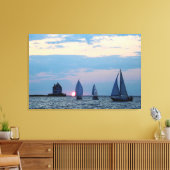 3 Schiffe bei Sunset Wrapped Canvas Print Leinwanddruck (Insitu (Wohnzimmer))
