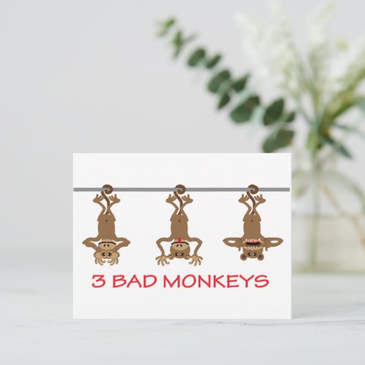 3 Schlechte Affen Postkarte (Stehend Vorderseite)