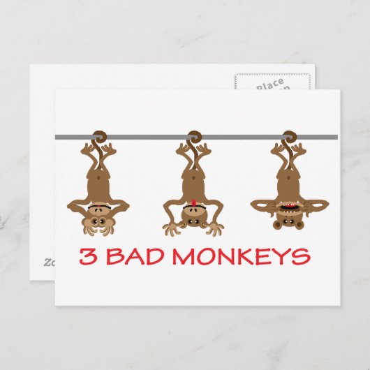 3 Schlechte Affen Postkarte (Vorne/Hinten)