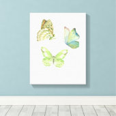 3 Schmetterlinge Wandkunst - Wrapped Canvas Leinwanddruck (Insitu (Holzboden))