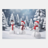 3 Schneemänner im Wald Geschenkpapier Set (Vorderseite 2)