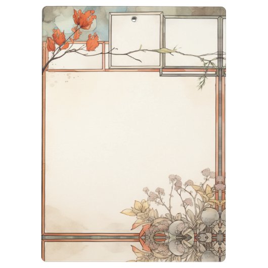 3 Schreibspots Wildblumen und drei rote Blume Klemmbrett (Rückseite)