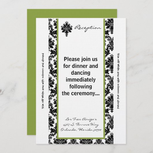 3. Schwarz-grüne Damaske der Empfang-Karte Einladung (Vorne/Hinten)