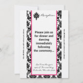 3. Schwarz-Rosa-Damaske der Empfang-Karte 12x18 Einladung (Vorderseite)