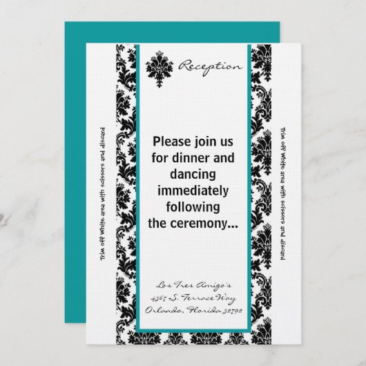 3. Schwarze Aquamarine Beschädigung der Empfang-Ka Einladung (Vorne/Hinten)