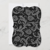 3 Schwarze Kronleuchter, Shadow Damask - Einladung (Rückseite)