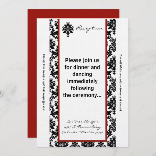 3. Schwarze rote Damaske der Empfang-Karte 12x18 Einladung (Vorne/Hinten)