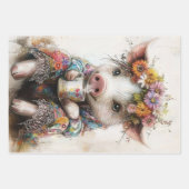 3 Schweinchen Teezeit-Party Dekoupier-Geschenkpapi Geschenkpapier Set (Vorderseite 2)
