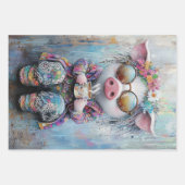 3 Schweinchen Teezeit-Party Dekoupier-Geschenkpapi Geschenkpapier Set (Vorderseite)