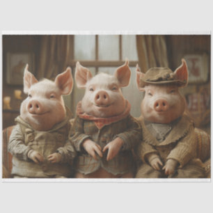3 Schweine in Business Suites Decoupage Seidenpapier