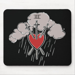 3 Schwerter Liebes Herz Tarot Illustration Mousepad