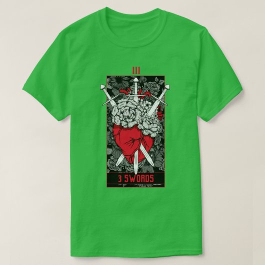 3 Schwerter Tarot Card Red T-Shirt (Design vorne)