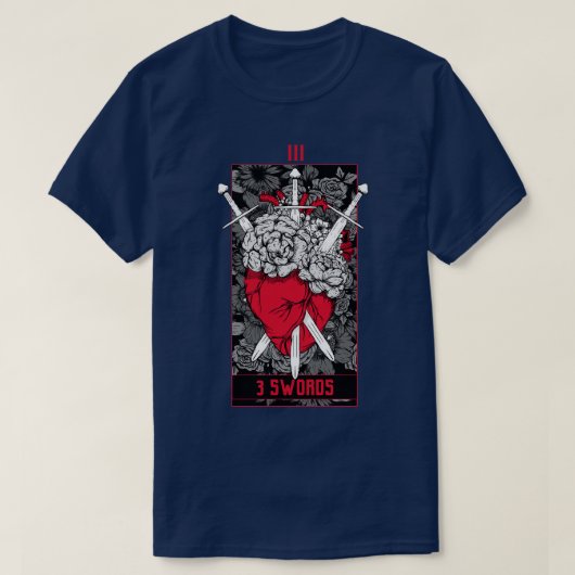 3 Schwerter Tarot d Rot T-Shirt (Design vorne)